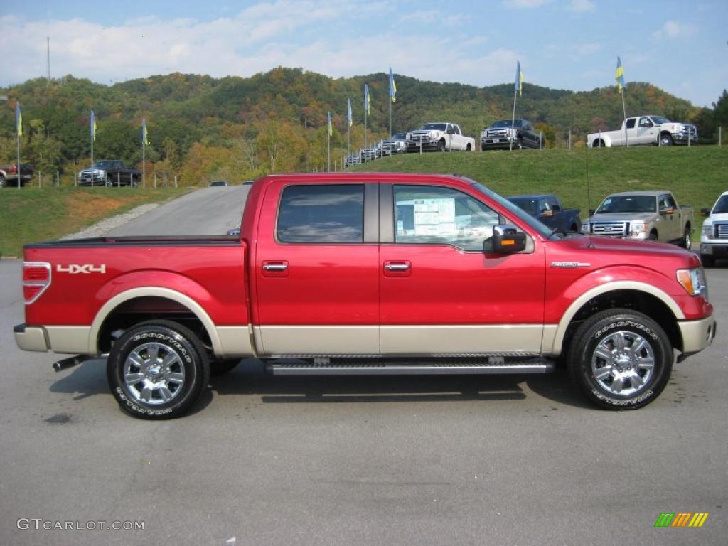 2010 F150 Lariat SuperCrew 4x4 - Red Candy Metallic / Tan photo #5