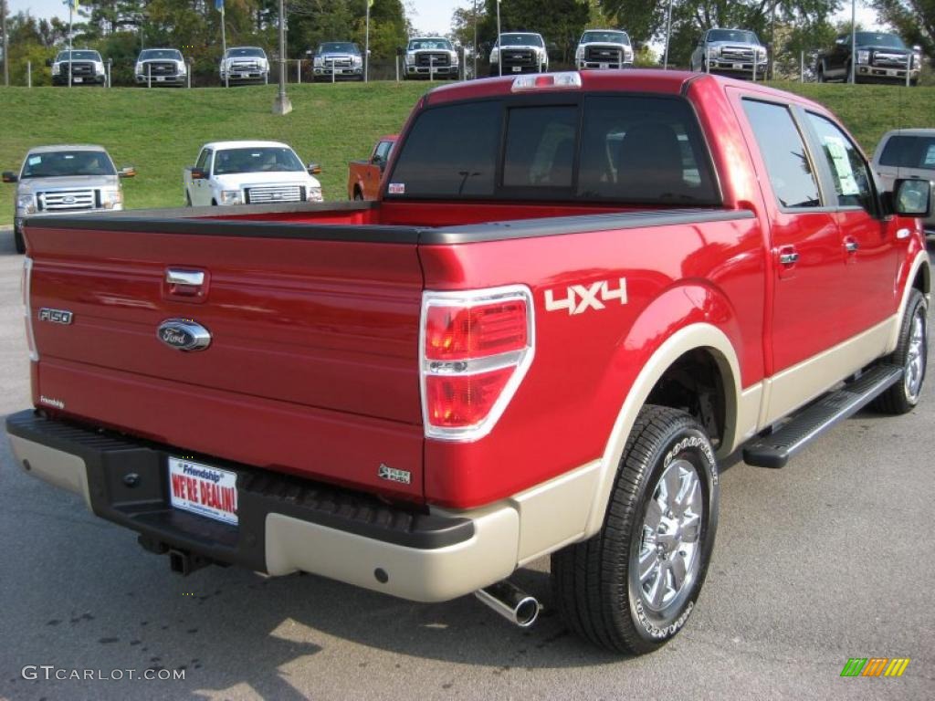 2010 F150 Lariat SuperCrew 4x4 - Red Candy Metallic / Tan photo #6