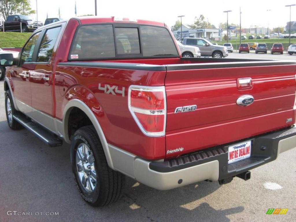 2010 F150 Lariat SuperCrew 4x4 - Red Candy Metallic / Tan photo #8