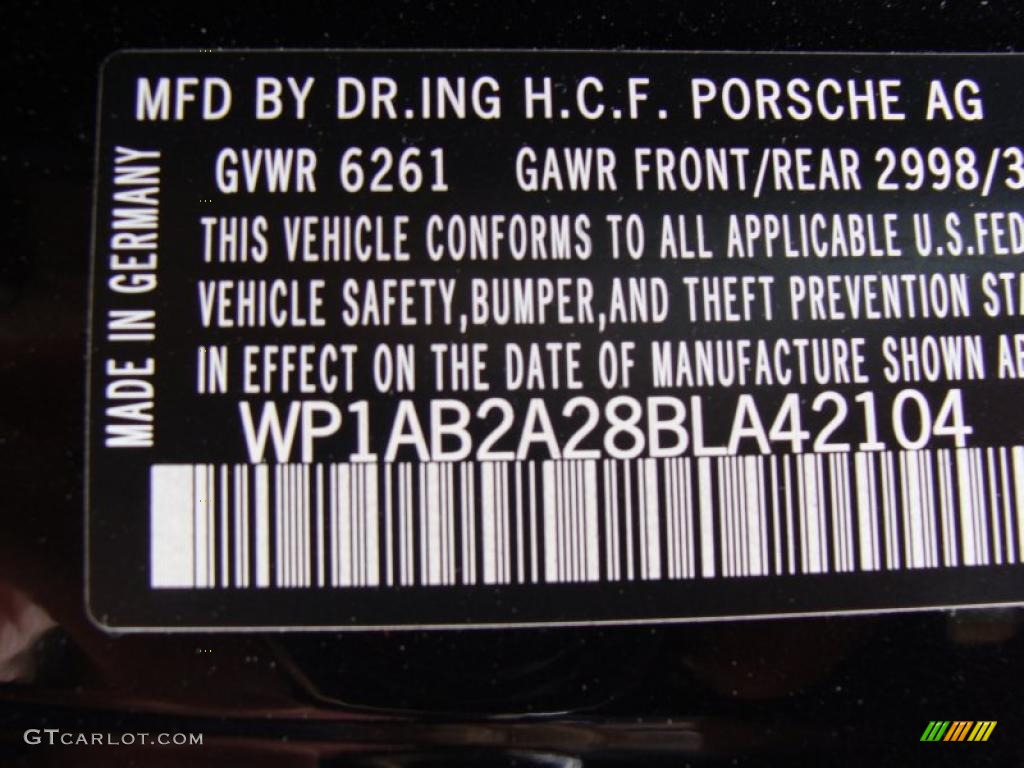 2011 Porsche Cayenne S Info Tag Photo #38002562