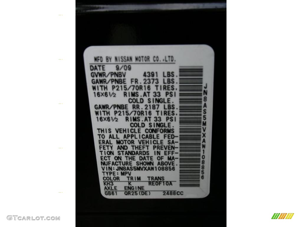 2010 Rogue Color Code KH3 for Wicked Black Photo #38004114