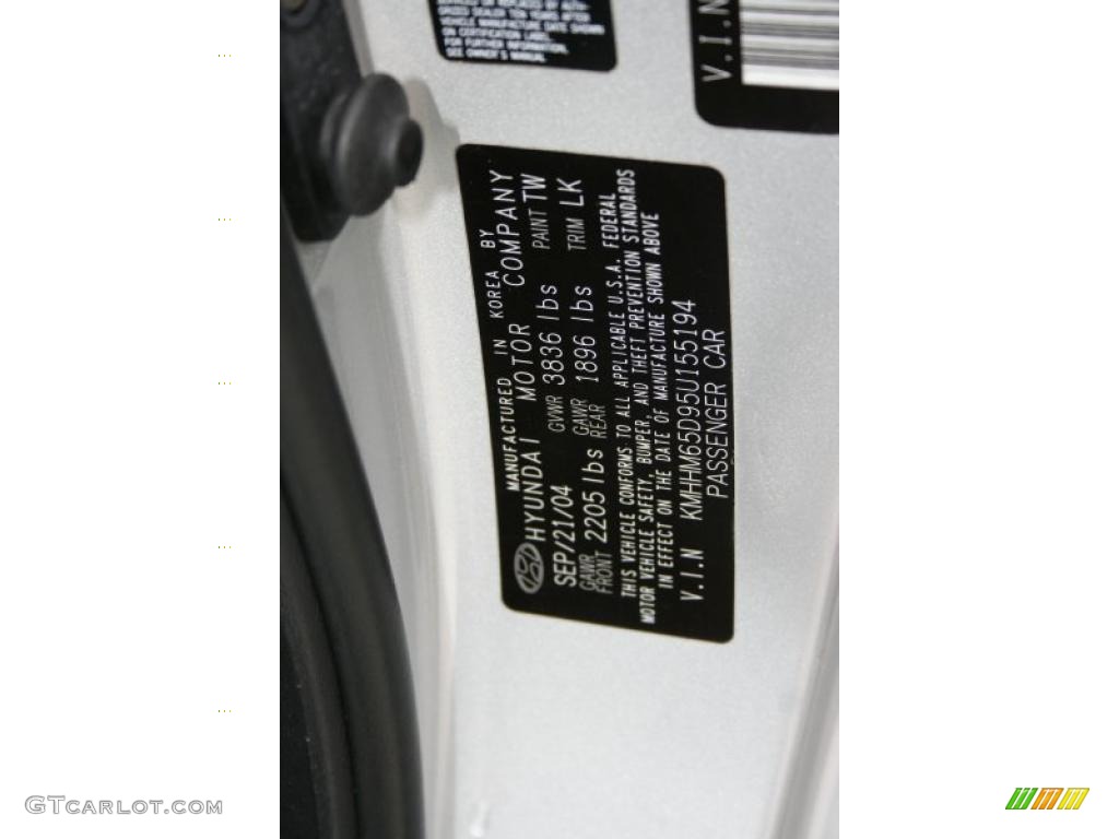 2005 Tiburon Color Code TW for Sterling Silver Photo #38005810