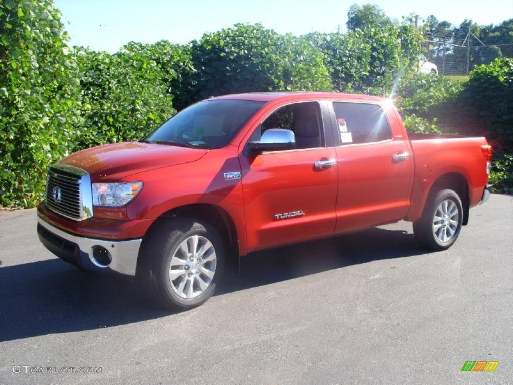 2011 Tundra Platinum CrewMax 4x4 - Barcelona Red Metallic / Graphite Gray photo #2