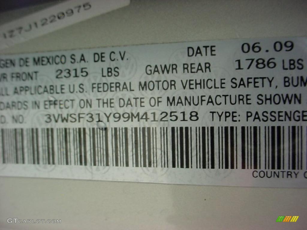 2009 Volkswagen New Beetle 2.5 Blush Edition Convertible Info Tag Photo #38014824