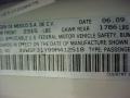 Info Tag of 2009 New Beetle 2.5 Blush Edition Convertible