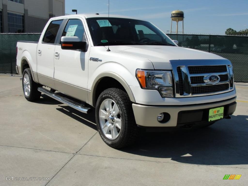 2010 F150 Lariat SuperCrew 4x4 - White Platinum Metallic Tri Coat / Tan photo #1