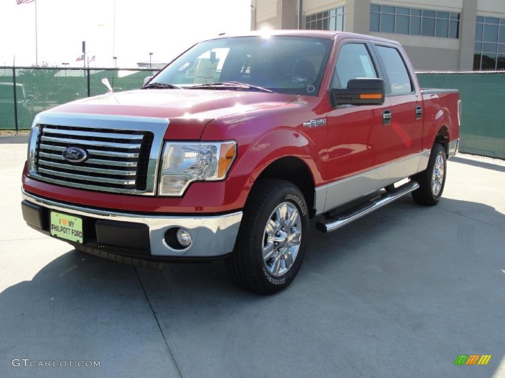 2010 F150 XLT SuperCrew - Vermillion Red / Medium Stone photo #7