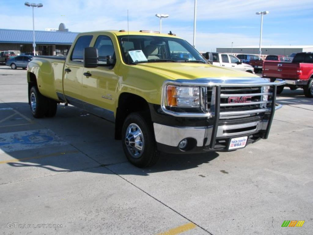 2008 Sierra 3500HD SLE Crew Cab 4x4 Dually - Fleet Yellow / Ebony/Light Cashmere photo #15