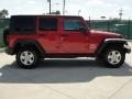2007 Flame Red Jeep Wrangler Unlimited X 4x4  photo #2