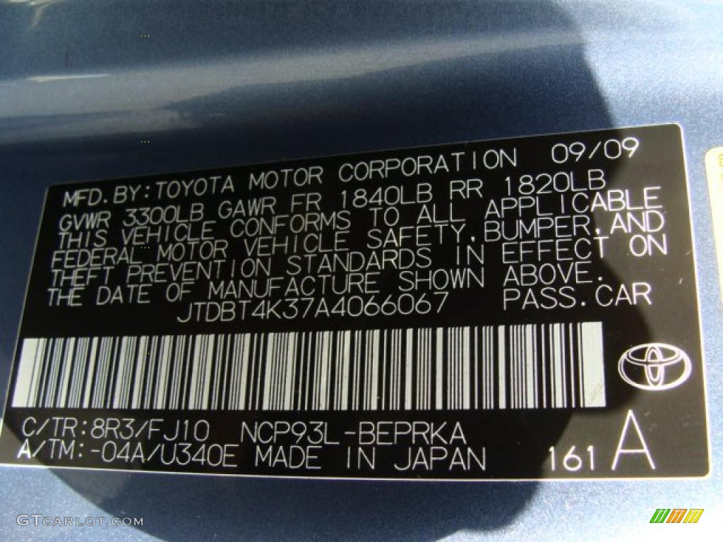 2010 Yaris Color Code 8R3 for Pacific Blue Metallic Photo #38023588