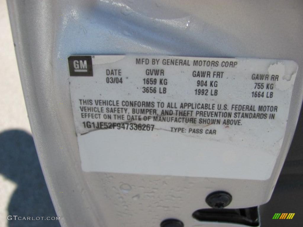 2004 Chevrolet Cavalier LS Sedan Info Tag Photo #38024708