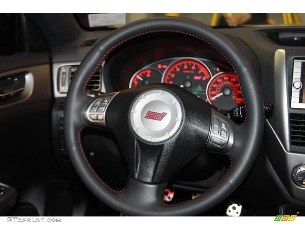 2010 Subaru Impreza WRX STi Black Alcantara/Carbon Black Leather Steering Wheel Photo #38027938