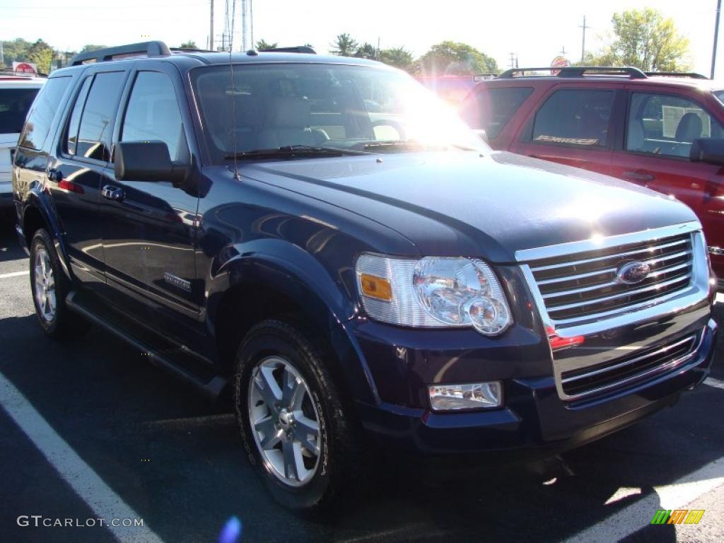 2008 Explorer XLT - Dark Blue Pearl Metallic / Black/Stone photo #3