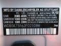 2003 Mercedes-Benz SL 500 Roadster Info Tag