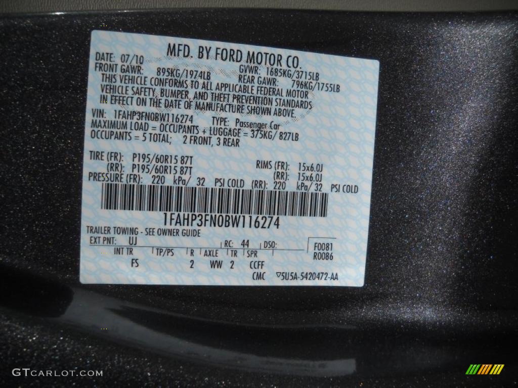 2011 Focus Color Code UJ for Sterling Gray Metallic Photo #38035634