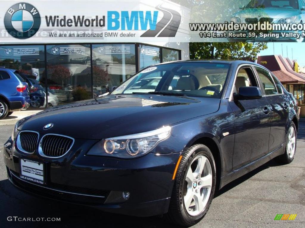 2008 5 Series 535xi Sedan - Monaco Blue Metallic / Beige photo #1