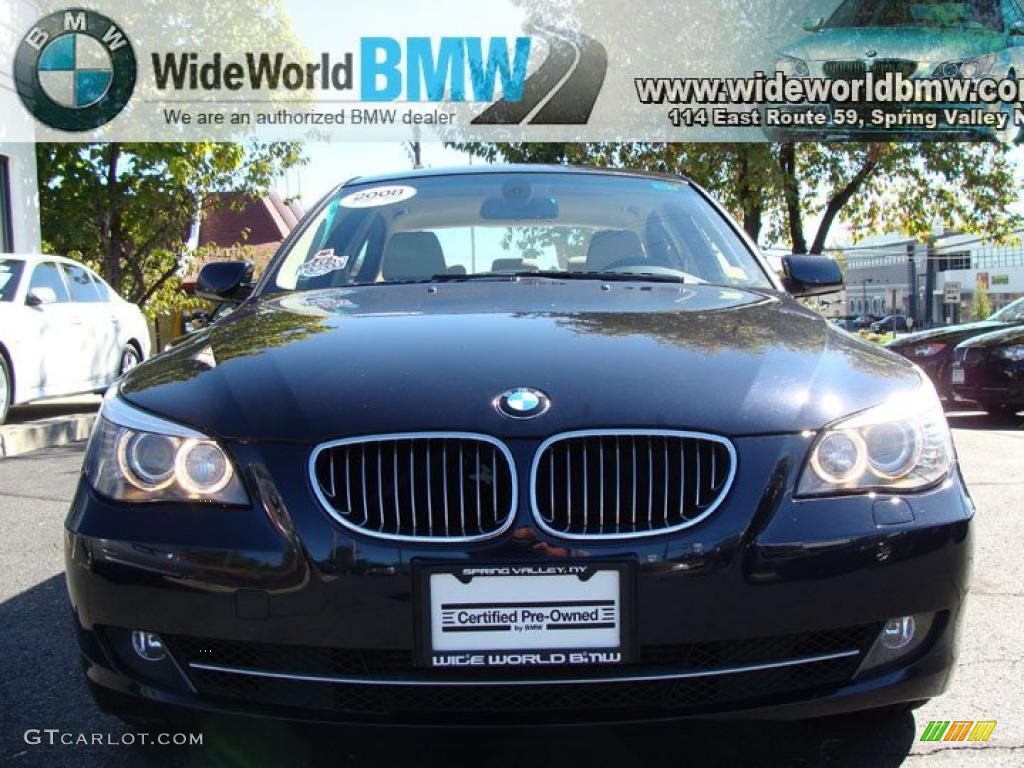 2008 5 Series 535xi Sedan - Monaco Blue Metallic / Beige photo #2