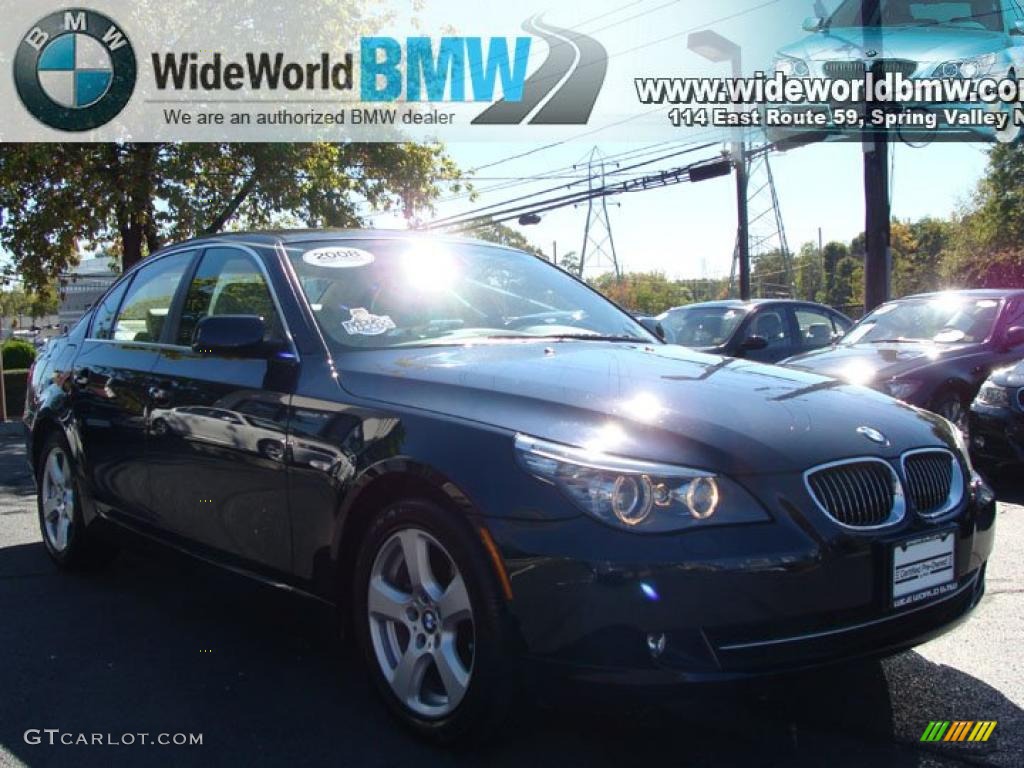 2008 5 Series 535xi Sedan - Monaco Blue Metallic / Beige photo #3