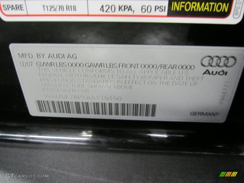 2008 A3 2.0T - Ice Silver Metallic / Black photo #6