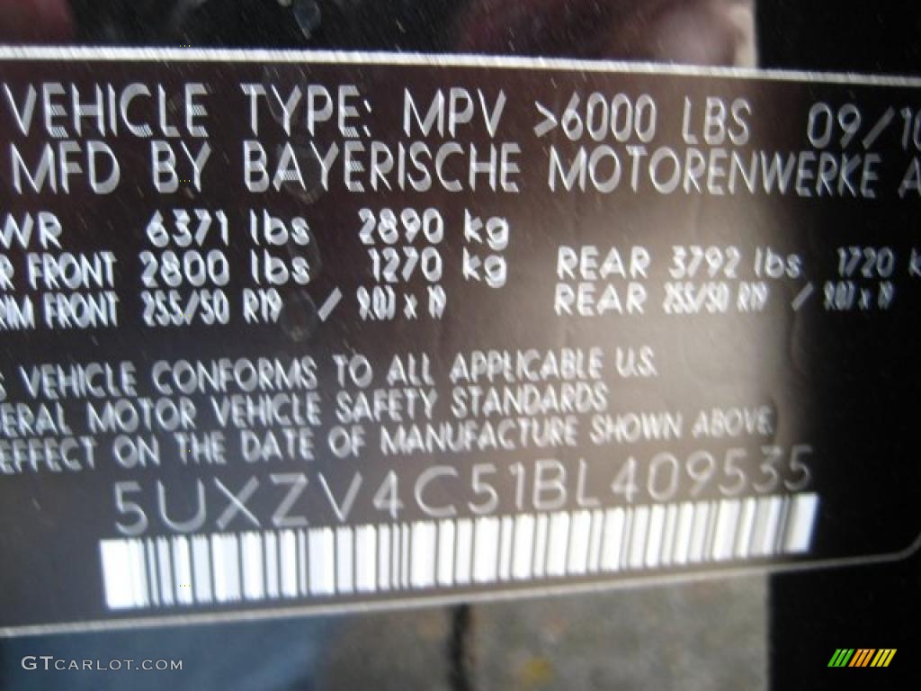 2011 BMW X5 xDrive 35i Info Tag Photo #38043695