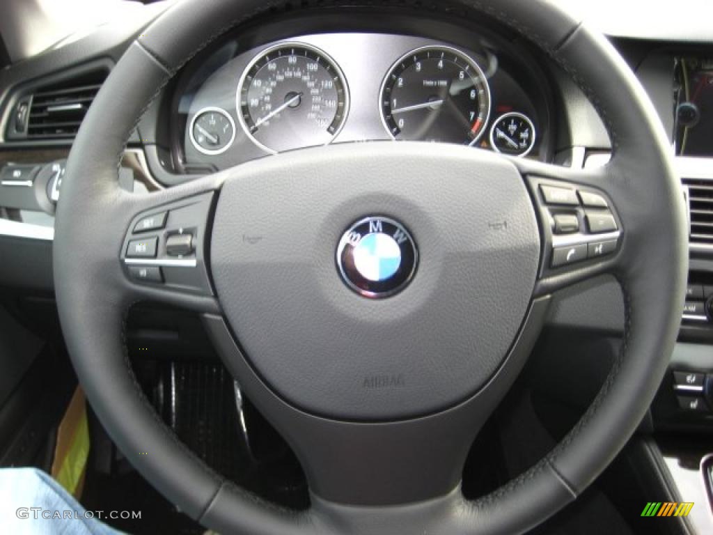 2011 BMW 5 Series 528i Sedan Black Steering Wheel Photo #38044015