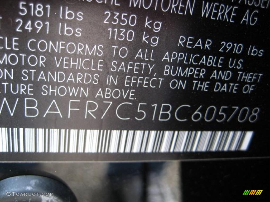 2011 BMW 5 Series 535i Sedan Info Tag Photo #38044235