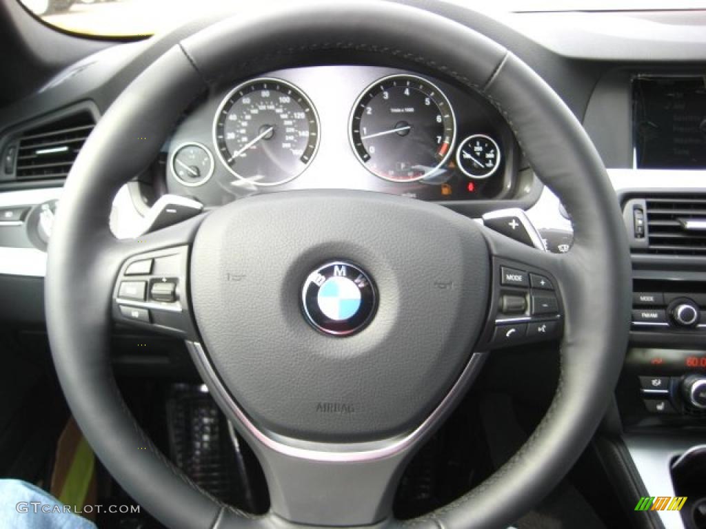 2011 BMW 5 Series 535i Sedan Black Steering Wheel Photo #38044307