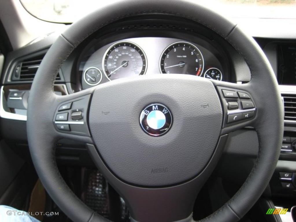2011 BMW 5 Series 528i Sedan Black Steering Wheel Photo #38044583