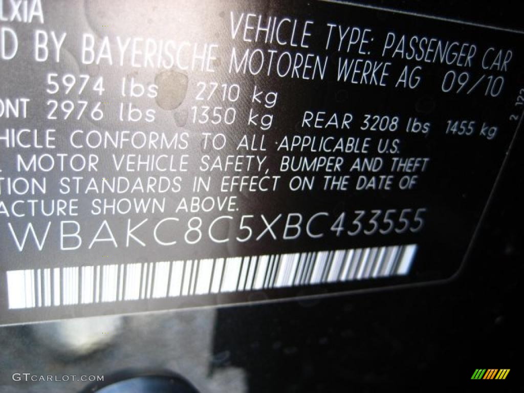 2011 BMW 7 Series 750Li xDrive Sedan Info Tag Photo #38045392