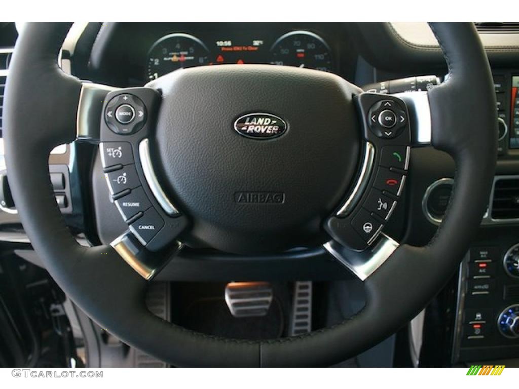 2011 Land Rover Range Rover Supercharged Jet Black/Jet Black Steering Wheel Photo #38045856