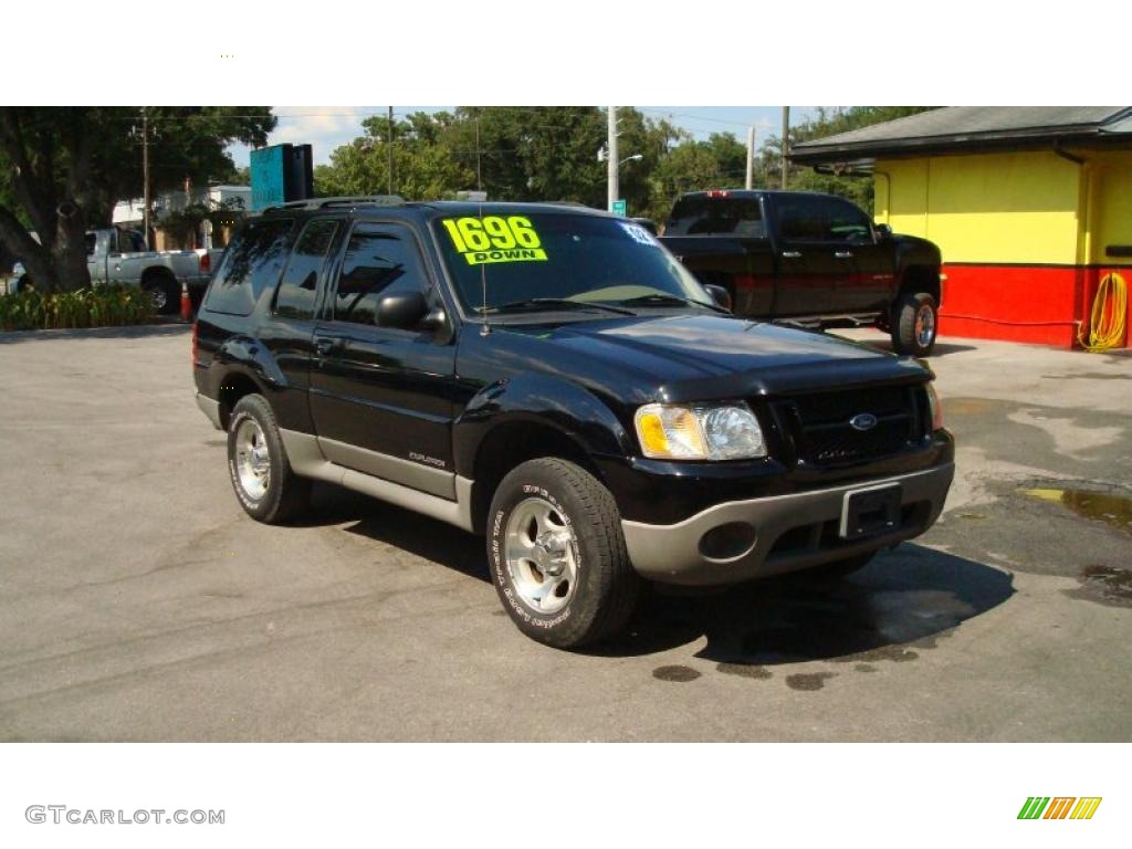 2002 Explorer Sport - Black Clearcoat / Medium Parchment photo #1