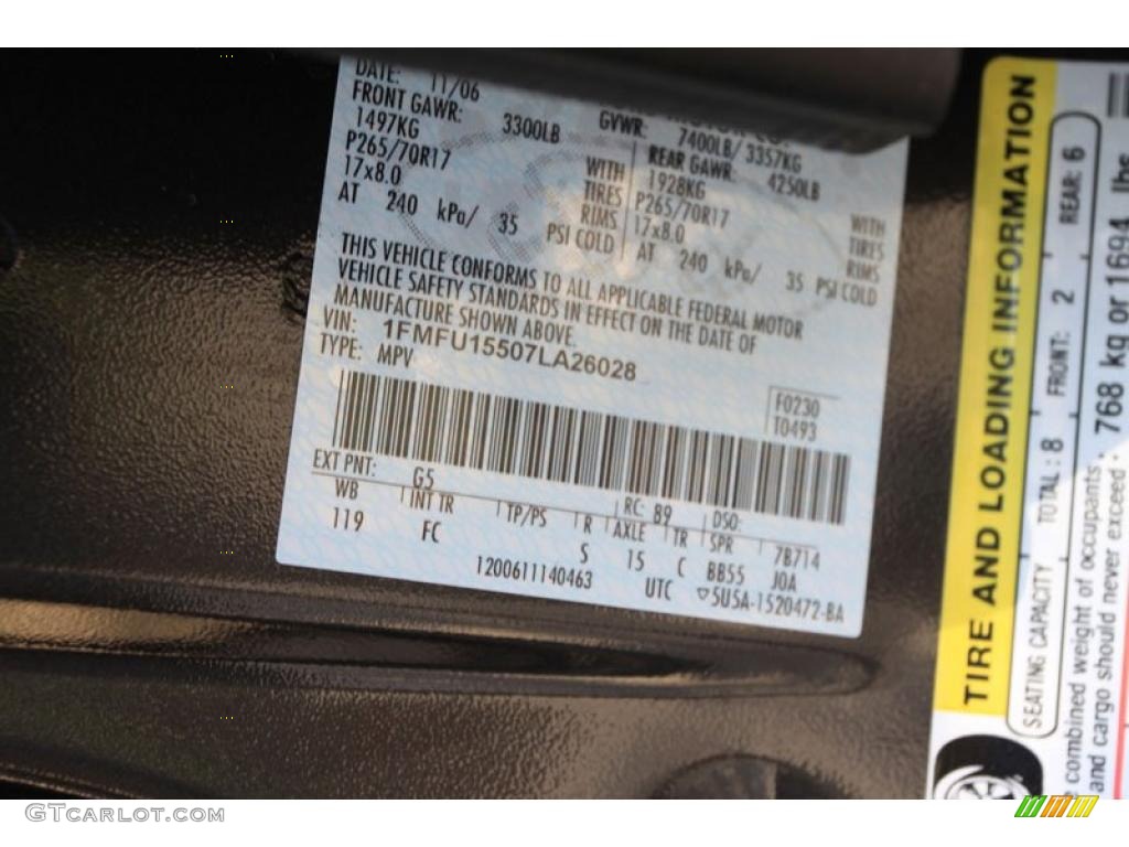 2007 Expedition Color Code G5 for Carbon Metallic Photo #38053004