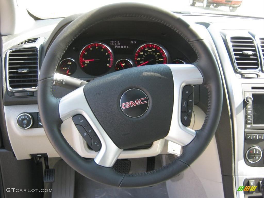 2011 GMC Acadia SLT Light Titanium Steering Wheel Photo #38057798