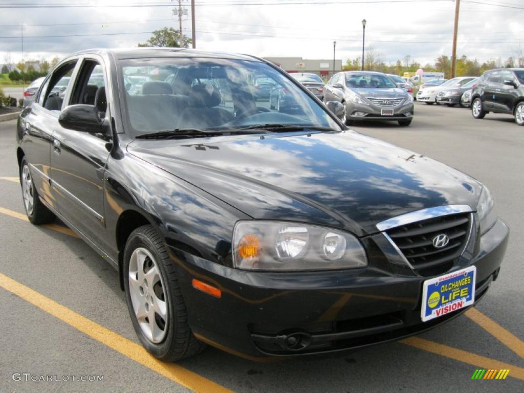 2006 Elantra GLS Sedan - Ebony Black / Gray photo #13