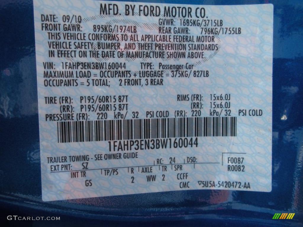 2011 Focus Color Code SZ for Blue Flame Metallic Photo #38061544