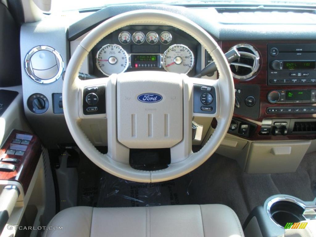 2008 Ford F250 Super Duty Lariat Crew Cab 4x4 Camel Steering Wheel Photo #38063753