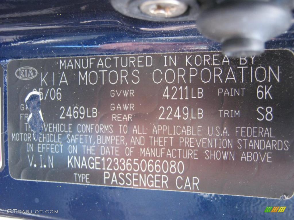 2006 Optima Color Code 6K for Imperial Blue Photo #38068099
