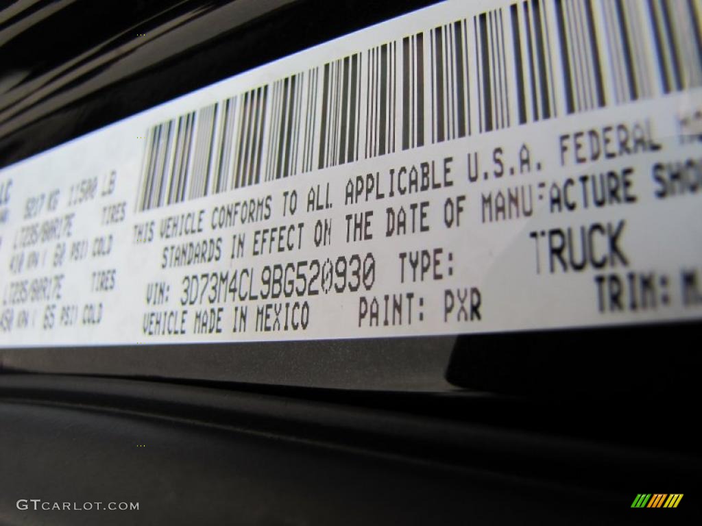 2011 Dodge Ram 3500 HD Big Horn Crew Cab Dually Color Code Photos