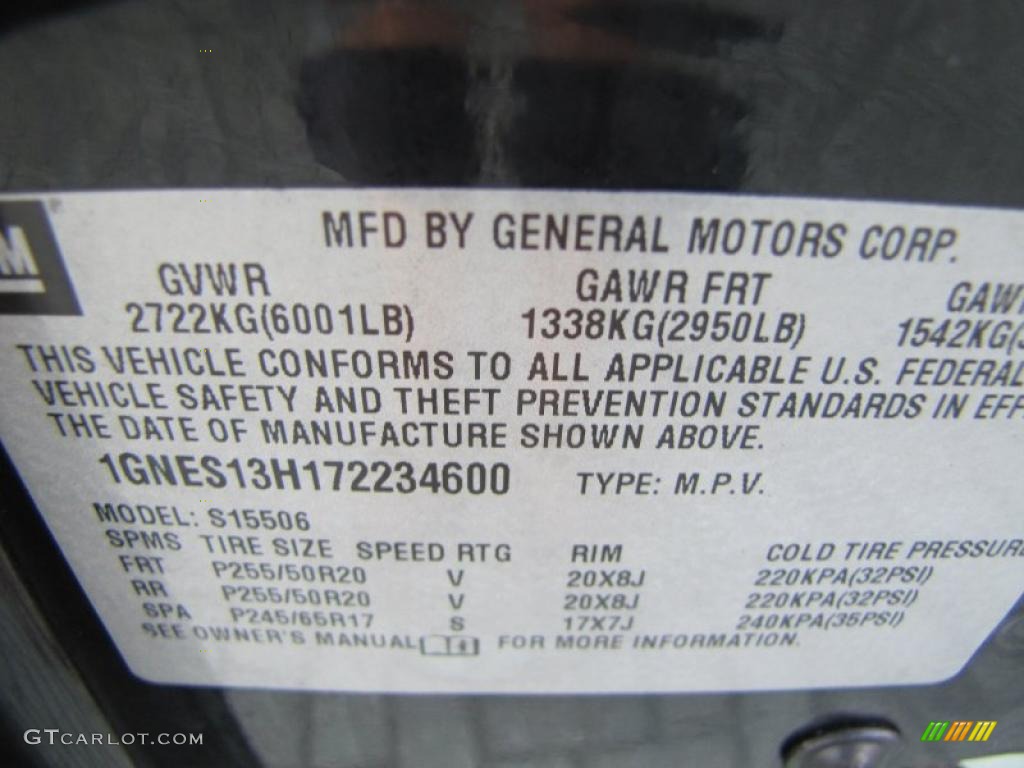 2007 Chevrolet TrailBlazer SS Info Tag Photo #38080575