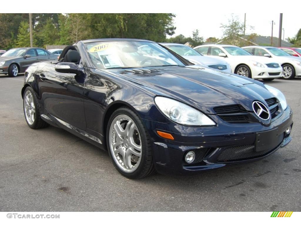 Capri Blue Metallic 2007 Mercedes-Benz SLK 55 AMG Roadster Exterior Photo #38081399