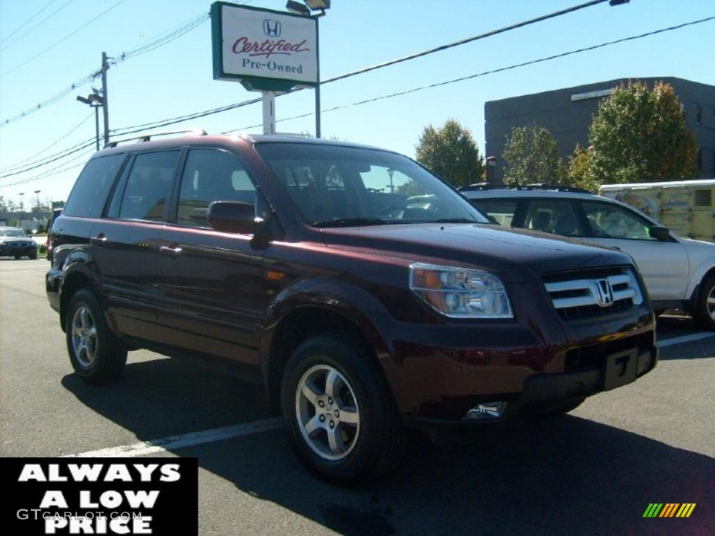 2008 Pilot EX 4WD - Dark Cherry Pearl / Saddle photo #1