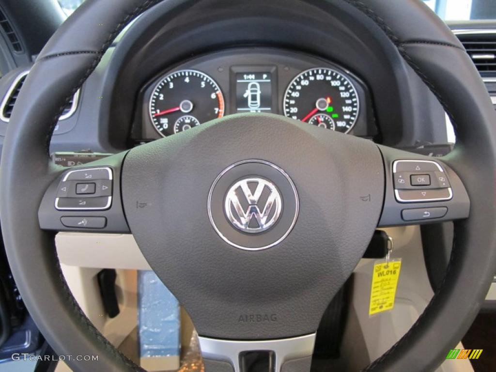 2011 Volkswagen Eos Lux Cornsilk Beige Steering Wheel Photo #38090011
