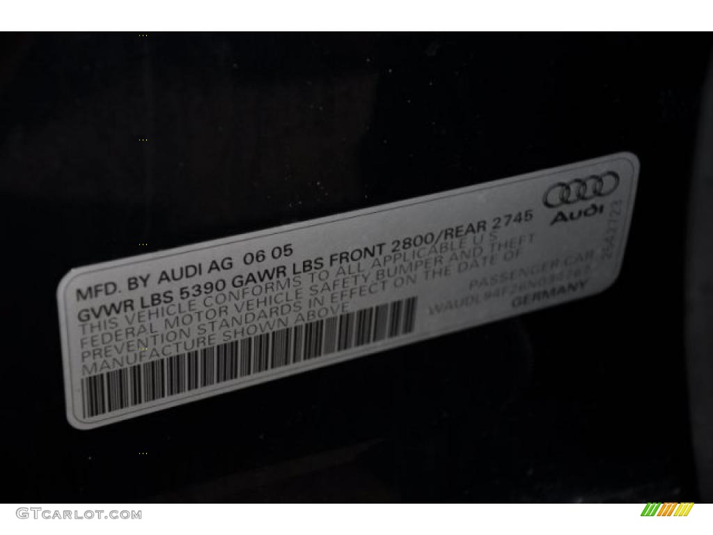 2006 Audi A6 4.2 quattro Sedan Info Tag Photo #38091319