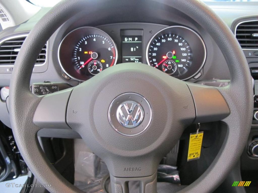 2011 Volkswagen Jetta S SportWagen Titan Black Steering Wheel Photo #38094287