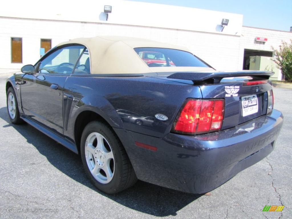2003 Mustang V6 Convertible - True Blue Metallic / Medium Parchment photo #2