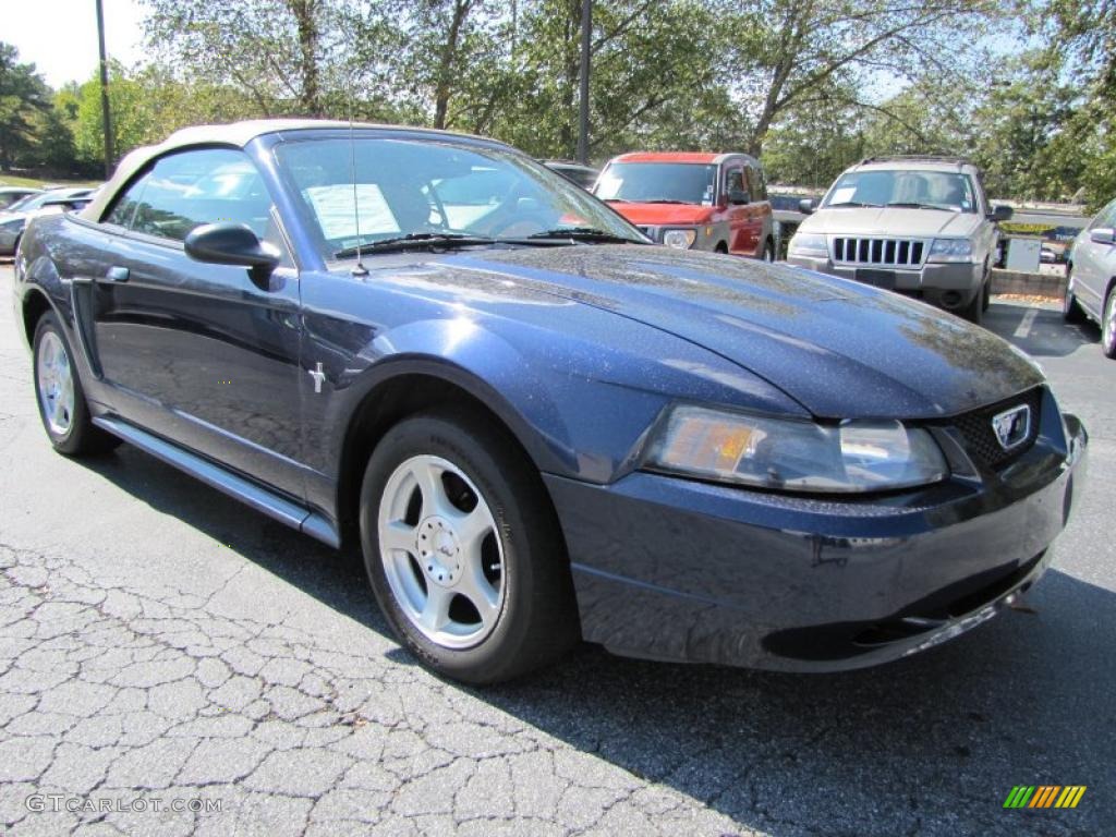 2003 Mustang V6 Convertible - True Blue Metallic / Medium Parchment photo #4