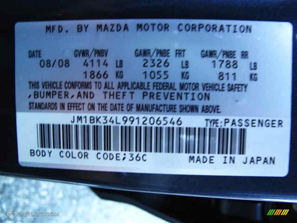 2009 Mazda MAZDA3 MAZDASPEED3 Sport Info Tag Photo #38103471