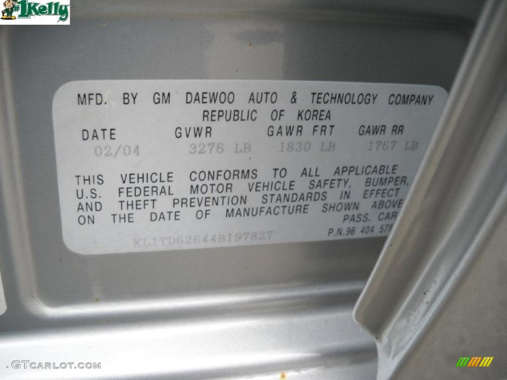 2004 Chevrolet Aveo Hatchback Info Tag Photo #38112267