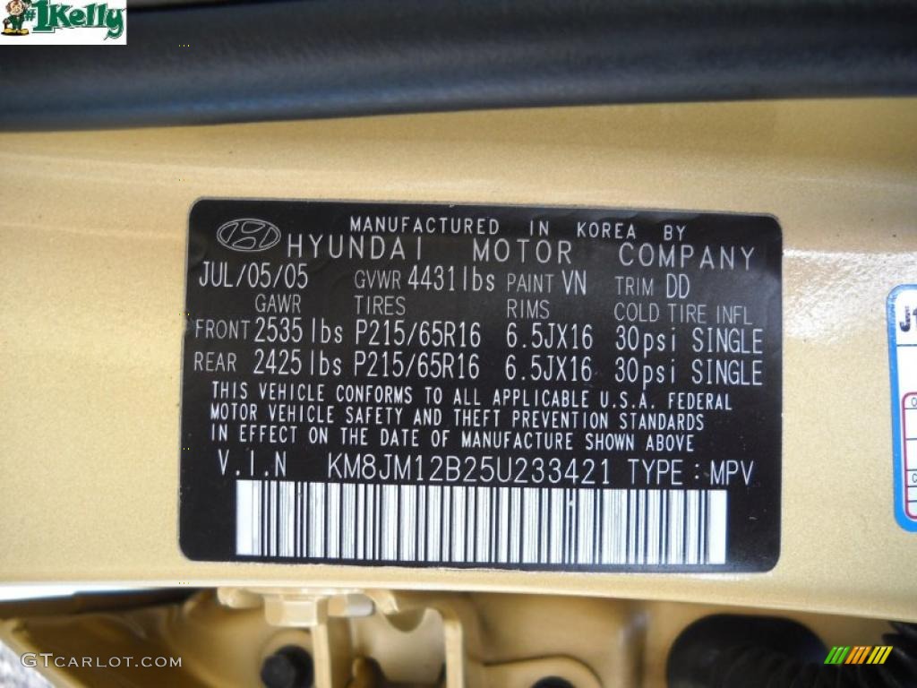 2005 Tucson Color Code VN for Golden Sand Photo #38113875