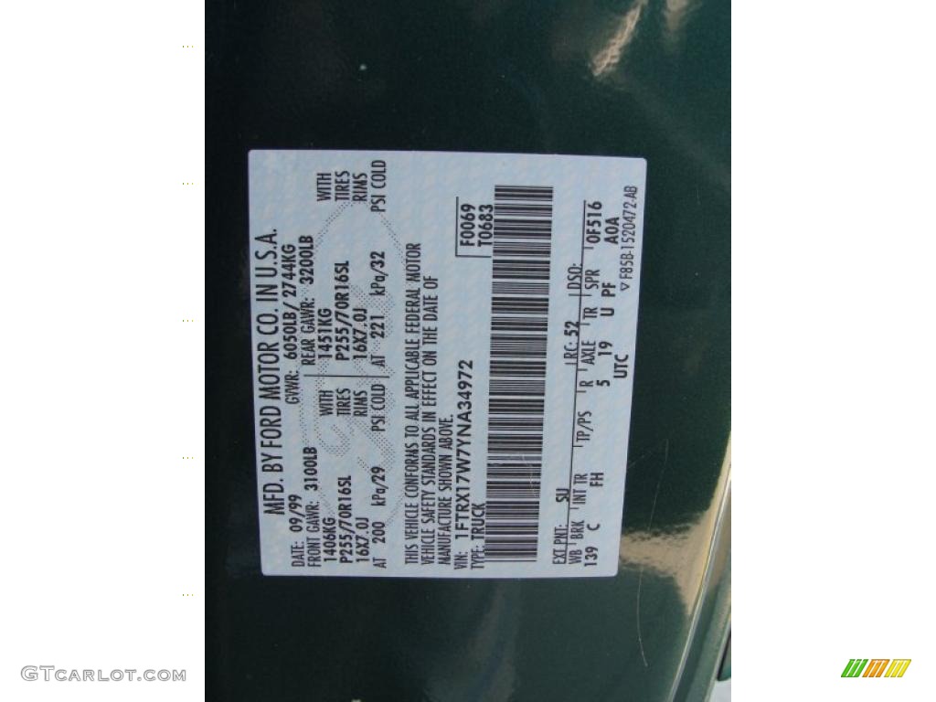 2000 F150 Color Code SU for Amazon Green Metallic Photo #38122787